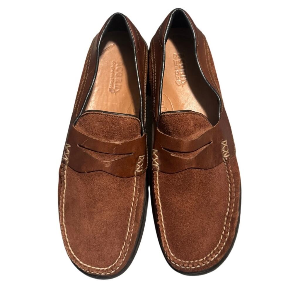 Acorn Leather & Suede Penny Loafers – Men’s Size 13 M – Brown – Made in Mexico